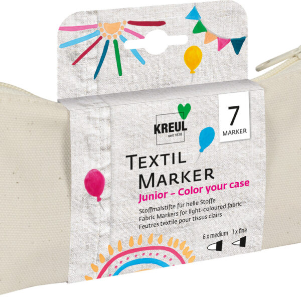 Textielstiften middel 'Junior', set 'Kleur je etui'