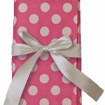 Tas voor haakpriemen met stippenpatroon, roze/wit