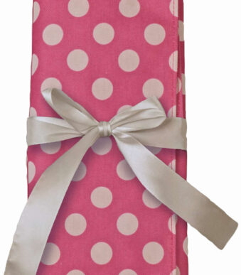 Tas voor haakpriemen met stippenpatroon, roze/wit