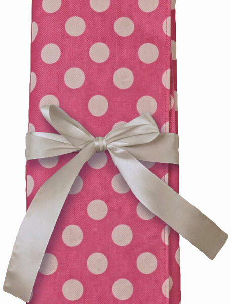 Tas voor haakpriemen met stippenpatroon, roze/wit