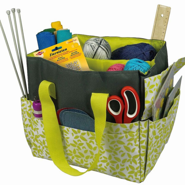 Knutsel-/handwerktasje, kiwi/grijs