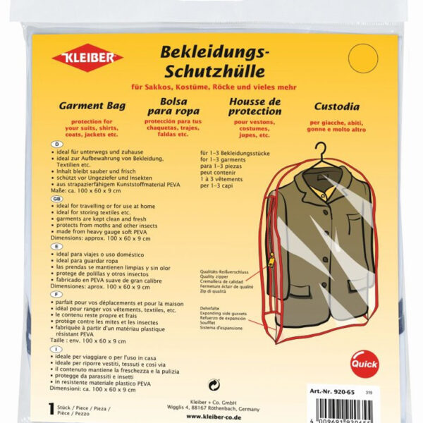 Transparante kledinghoezen, kort model