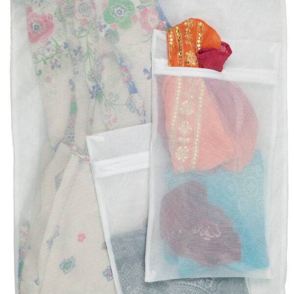 Wasnetzenset met ritssluiting, 3-delig, wit