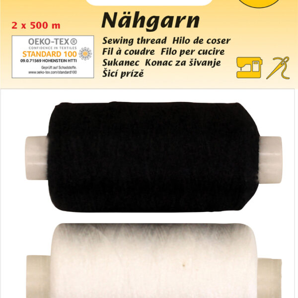 Naaigarens, set van 2, zwart en wit
