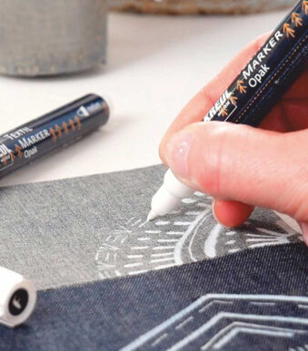 Textielstiften opake zwart-wit set van 4