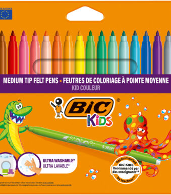 BIC KIDS Viltstiften Gemiddelde Punten, Kartonnen Etui van 18 Stuks