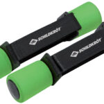 Soepele dumbellset, 0,5 kg, zwart/groen.