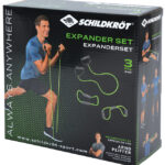 Uitrekbaar Fitness-Elastiekset, 3-delig, zwart/groen