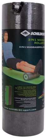 3-in-1 fascie- en massagerol, zwart/groen