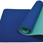 Tweekleurige yogamat, 4 mm, marineblauw / mintgroen