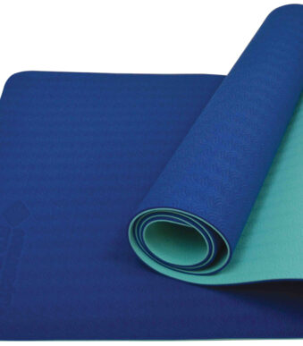 Tweekleurige yogamat, 4 mm, marineblauw / mintgroen