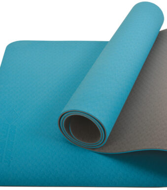 Tweekleurige yogamat, 4 mm, petrolblauw/antraciet