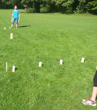 Viking spel Kubb, gemaakt van grenenhout
