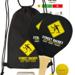 Paddelstel voor racketsporten op straat.