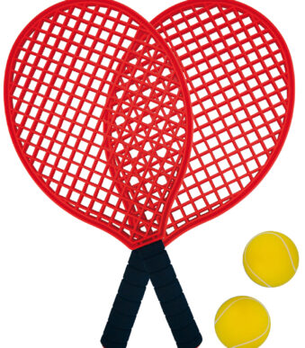 Schildpaddenset voor strandtennis, zwart/rood