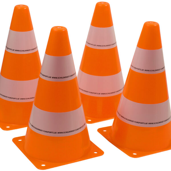 Kegels, set van 4, oranje/wit