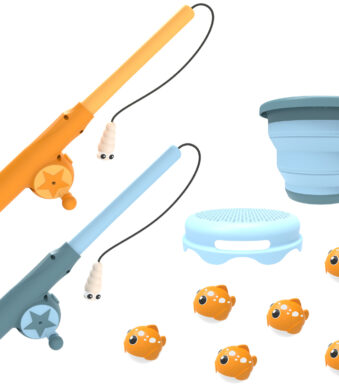 Visbakspel 'Vangstspel', blauw / oranje