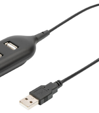 USB 2.0 hub met 4 poorten, kabellengte 30 cm, zwart