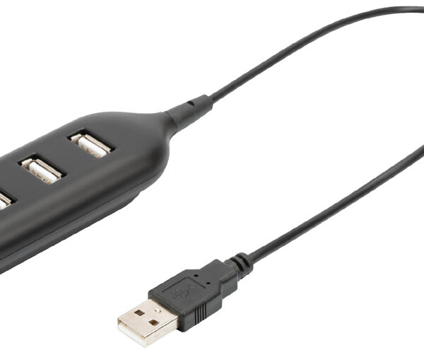 USB 2.0 hub met 4 poorten, kabellengte 30 cm, zwart