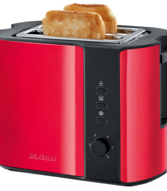 Severin 2-sneden broodrooster, 800 watt, rood/zwart