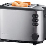 Severin 2-sneden broodrooster, roestvrijstaal / zwart.