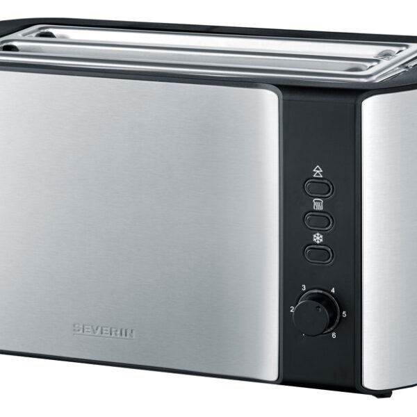 Severin roestvrijstalen/zwarte broodrooster voor 4 sneden