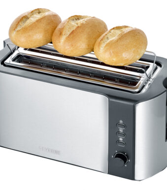 Severin roestvrijstalen/zwarte broodrooster voor 4 sneden