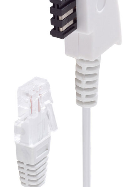 Telefoonkabel, wit, 0,5 meter