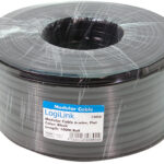 Telefoonsnoer, 100 meter, 6-aderig, plat, zwart