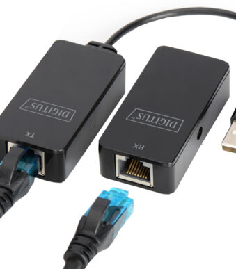 USB 2.0 verlengset, voeding via ethernet mogelijk, zwart