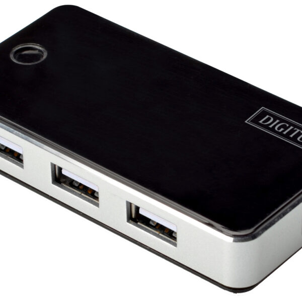 USB 2.0 hub, 7 poorten, zwart, inclusief voeding