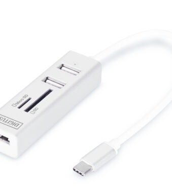 USB-C 2.0 OTG-hub met 3 poorten en SD-kaartlezer
