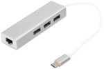 USB 3.0 Hub Supersnelheid, 3 Poorten + Ethernetpoort