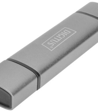 Dubbele kaartlezerhub USB-C / USB 3.0, OTG, grijs