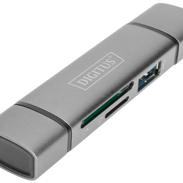 Dubbele kaartlezerhub USB-C / USB 3.0, OTG, grijs
