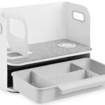 Bureauorganizer met draadloze oplader, wit/grijs