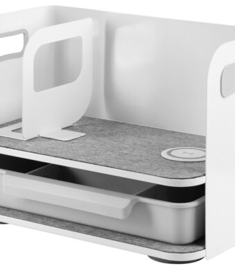 Bureauorganizer met draadloze oplader, wit/grijs