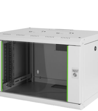 19" Wandmontage-verdeelkast Unique Line, 7 HE, lichtgrijs