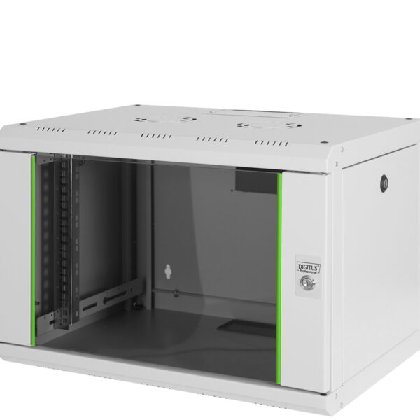 19" Wandmontage-verdeelkast Unique Line, 7 HE, lichtgrijs