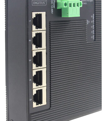 Gigabit platte industrie-netwerksschakelaar, 5 poorten, spatwaterdicht