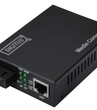 Gigabit mediaconverter, RJ45/SC, enkelmodusvezel