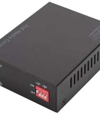 Gigabit PoE-mediaconverter, RJ45 / SFP, voedingsuitgang.