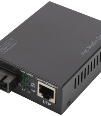Gigabit PoE mediaconverter, RJ45/SC, multimode
