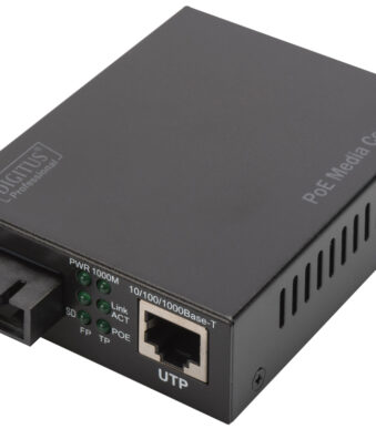 Gigabit Voedingen via ethernet Media-converter, RJ45 / SC, enkelmodig