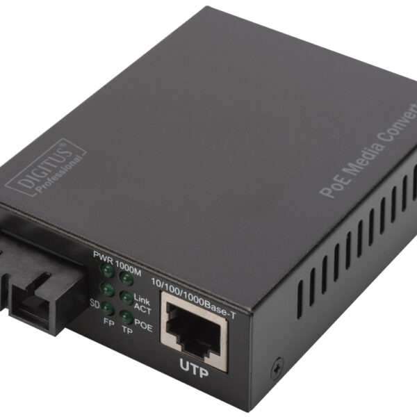 Gigabit Voedingen via ethernet Media-converter, RJ45 / SC, enkelmodig