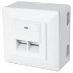 Inbouw-wanddoos Cat.6, klasse E, 2 x RJ45, afgeschermd