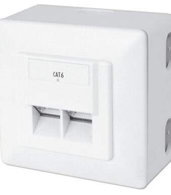 Inbouw-wanddoos Cat.6, klasse E, 2 x RJ45, afgeschermd