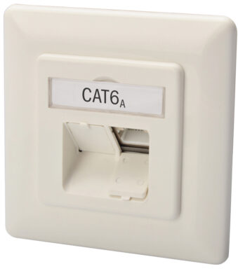 Wandcontactdoos Categorie 6A, 2 x RJ45, afgeschermd