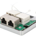 Opbouwinbouwdoos Cat.6, 2x RJ45, afgeschermd, zilverkleurig