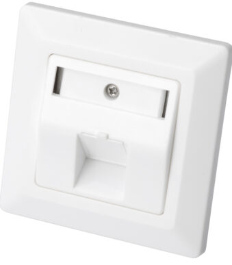 Leren inbouwdoos voor keystonemodule, enkel, zuiverwit.